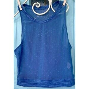 Ladies Zyia Active Periwinkle Blue Sheer Polka Dot Sleeveless Workout Crop Top